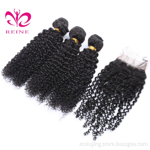 100% Unprocessed Wholesale Human Hair , Kinky Curl Virgin Brazilian Hair Extension With Brazilian Hair Closure